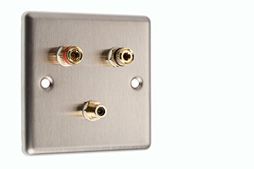 1.1 Surround Sound Lautsprecher Wandplatte - 1 Gang - Edelstahl mit goldenen Bindung Pfosten KEIN LÃ–TEN ERFORDERLICH