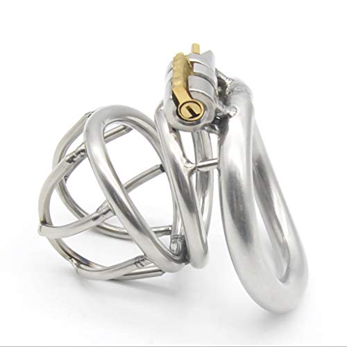 Preisvergleich Produktbild JIANPING Gebogenes Metall-Edelstahl-Jungfräulichkeitssc... mit eingebautem Schließzylinder, damit Männer Gesundheitsprodukte tragen können Massager (größe : M 45mm)