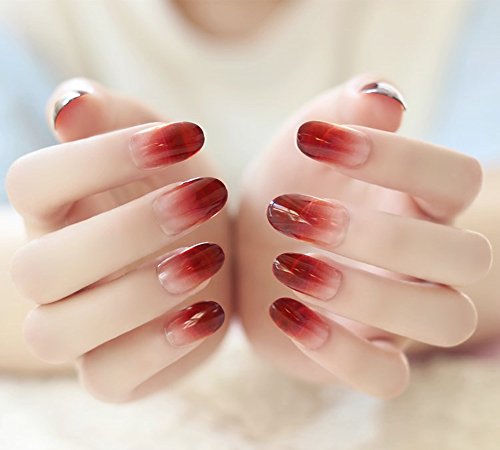 Wedding Bride Graduate Color Artificial Gradiente False Nail Art Tips Makeup 24pcs