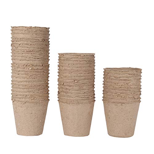 WARKHOME Lot de 48 8 cm Ronds Pots Biodégradables de Tourbe Plantation en Fibre Pots de Rempotage Graines Jardin Fleur boutures