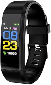 Adlynlife ID Plus Bluetooth Smart Fitness Band Watch for Men/Women with Heart Rate Activity Tracker | Steps and Calorie Counter, Blood Pressure, Distance Measure, OLED Touch Screen (Black) (Black)
