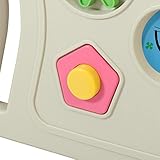 BABY VIVO Laufgitter Laufstall Baby Absperrgitter Krabbelgitter Schutzgitter für Kinder aus Kunststoff mit Tür und Spielzeug – Brown - 5