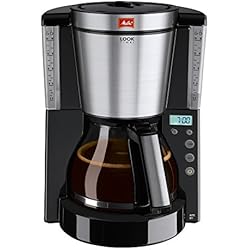 Melitta Cafetière à Filtre avec Verseuse en Verre, Fonction Maintien au Chaud et Timer, Sélecteur d'Arôme, Look Timer, Noir/Acier Brossé, 1011-08