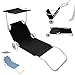 Produktbild Sonnenliege Strand Trolley Strandliege Liegestuhl Gartenliege Relaxliege mit Rollen und Dach Klappbar Aluminium Farbauswahl Kingpower, Farbe:Schwarz