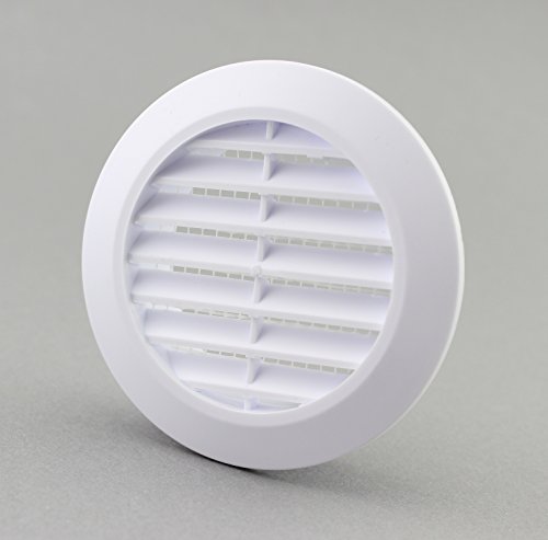 Lüftungsgitter Abschlussgitter rund Ø 90 mm weiß mit Insektennetz Gitter ABS Kunststoff witterungsbeständig Insektenschutz - 6