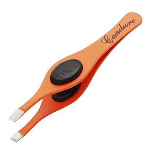 Candure® Slant Tip Hair Eyebrow Tweezers - Stainless Steel (Orange)