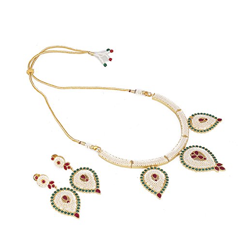 Aradhya Stylish Traditional Basra Pearl Gold Plated Necklace Set for Women