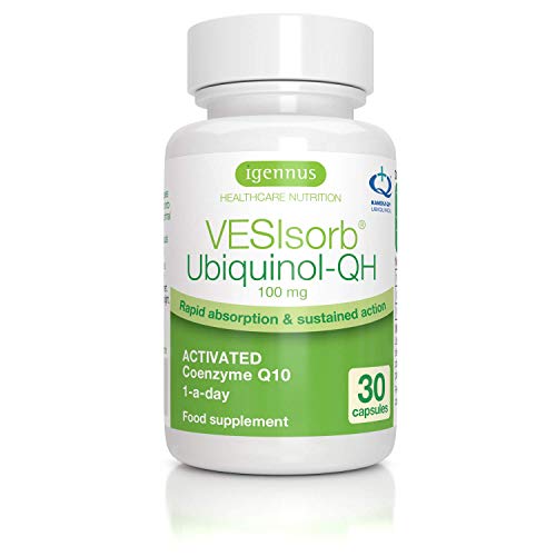 VESIsorb Ubiquinol-QH Coenzima Q10 100mg - Suplemento CoQ10 Kaneka Ubiquinol de alta absorción, fórmula patentada con efecto 6x más duradero, 30 cápsulas
