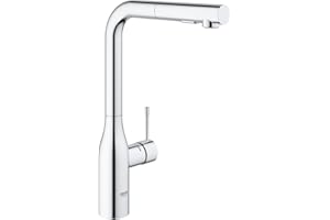 GROHE Essence Mitigeur Robinet pour Evier de Cuisine (Bec Haut, Zone de rotation 360°, Mousseur Extractible), Chrome, 30270000