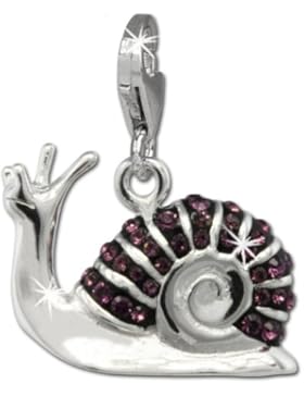 SilberDream Glitzer Charm Schnecke Zirkonia Kristalle Anhänger 925 Silber für Bettelarmbänder Kette Ohrring GSC539V