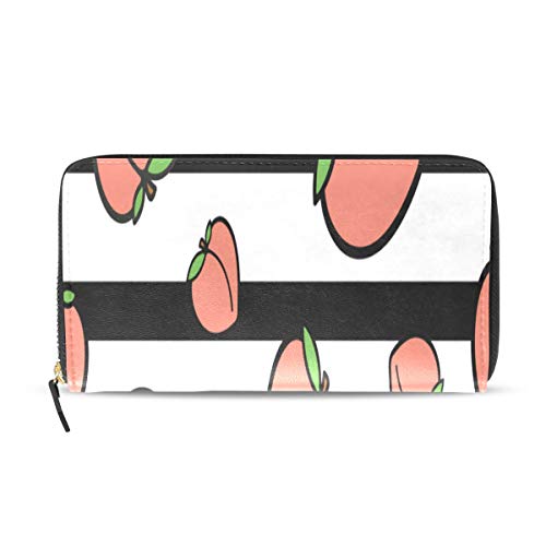 Preisvergleich Produktbild Pfirsich Früchte kleine süße lange Pass Kupplung Geldbörsen Reißverschluss Brieftasche Fall Handtasche Geld Veranstalter Tasche Kreditkarteninhaber für Dame Frauen Mädchen Männer Reisen Geschenk