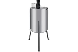 T-MECH Extractor Eléctrico de Miel de Acero Inoxidable 140W 220V con Cubierta Transparente Separador de 4 Cuadros de Colmenas Accesorio Apicultor Abejero Colmenero Apicultura con Cepillo de Abejas GRATIS