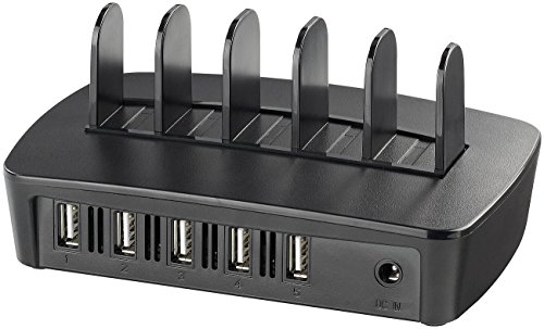 revolt 5-Port-USB-Ladestation mit Smart Power, Quick Charge, 60 W