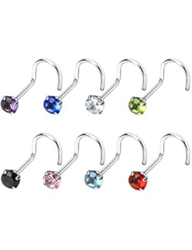 Paula & Fritz® PRONG ZIRKONIA SCREW 0.8mm 1mm STABSTÄRKE Nasen-piercing Nasenpiercing-s nose für Nasenfluegel...