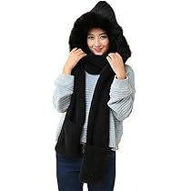 Buy CIMPEX Soft Faux Fur Hoodie Stole Hooded Scarf, Fur Shawl