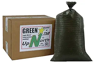 UpNorth Sandbags - Box of 250 - Empty Woven Polypropylene Sand Bags w/Ties, w/UV Protection; size: 14