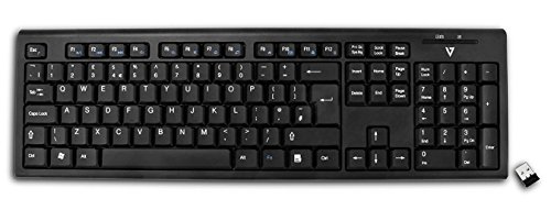 V7 CKW100UK Wireless Combo Tastatur und Maus (Englisch, UK, English, Media-Hot-Keys, USB Nano Receiver) schwarz - 7