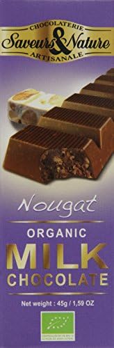 Saveurs Organic Milk Chocolate with Nougat 45 g (Pack of 3)