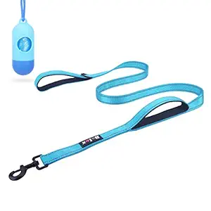 Bolux 5ft Dog Leash, Heavy Duty Rope Leash with 2 Padded Handle ? Pet Training Lead with 3M Reflective Double Handle for Traffic Control Safety, Perfect for Large Medium or Small Dog (Turquoise)
