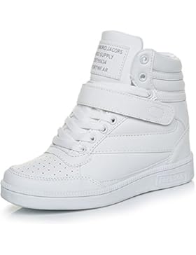 UBFEN Damen Schuhe Sneakers Wedges Keilabsatz 7cm Sportschuhe Stiefel Knöchel Klettverschluss High Top Casual...