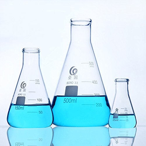Erlenmeyer Flask Borosilicate 3.3 Glass Graduated Conical Narrow Mouth Erlenmeyer Flask Conical Flask Measuring Flask Chemistry Flask 25ml - 3000ml (1000ml)
