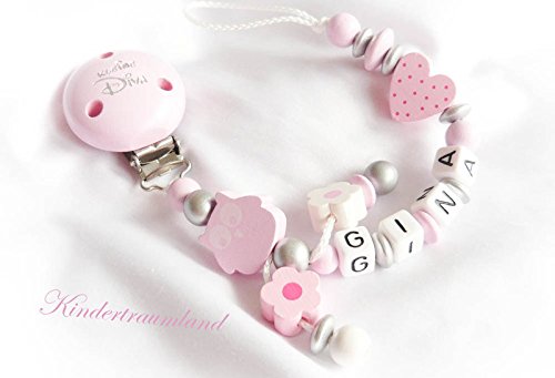 Schnullerkette mit Namen - Geschenk zur Geburt, Taufe, ... - Mädchen -