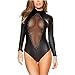 Produktbild HOTHYJ Sexy Dessous Tiefem V Ausschnitt Leder Verführerischer Sex anzug Schwarz Top Perspektive Große Größen Bodydoll Obsessive Bodysuit Transparente Netz Unterwäsche Nachtwäsche,Black,L
