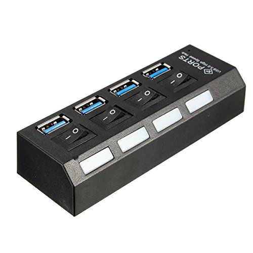 FamilyMall(TM)4 Ports USB 3.0 HUB Verteiler Adapter + Kabel und Netzteil EU Stecker Reise - 2