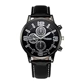 IG Invictus Klassische Herrenuhr Armbanduhr Lederband Quarz Casual Uhren MIGEER Gürteluhr Mi Geer G2065 Uhr Meter ge 'Schwarz