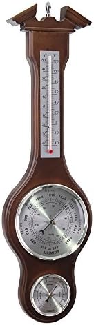 London Clock - Solid Wood Walnut Finish Barometer