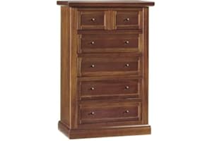 Mar.c.a. Design, Cómoda Dormitorio, Cajonera de Madera, Nogal Oscuro - Comoda Dormitorio 6 Cajones 63x37x98H cm, Estilo Clásico - Mueble Salon con Cajones Ideal para Varios Ambientes - Made in Italy