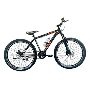 ADDO Bikes Unisex-Adult Speed-X, 27.5T, 2.35 Tyres 18, Steel Fixed-Gear Bike, City Bike Single Speed Cycle, Dual Disc Brakes with Bottle & Bottle cage Ideal for 14+ yrs, Height: 5ft 2inch 6ft - Black