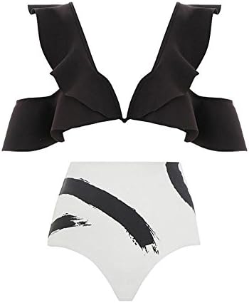 BLUEUK 2018 new black and white zebra lotus leaf pinto two sleeve bikini and