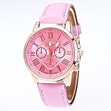 Impermeable diario. Mouchao Reloj analógico de Cuarzo para Mujer Reloj de imitación de Cuero Números Romanos Reloj Femenino Rosa