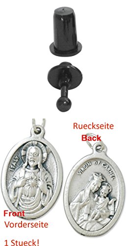 Preisvergleich Produktbild Befestigungsnoppen für Abdeckrahmen, Rahmendübel, Rundknöpfe (902977202035) mit Anhänger Herz Jesu 2,5cm
