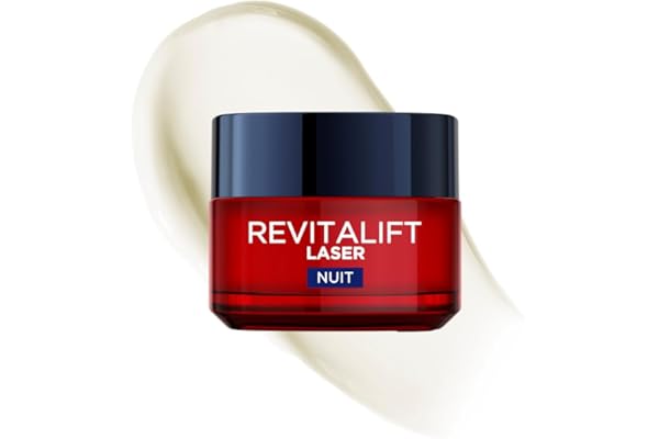 L'Oréal Paris - Crème Masque Nuit Triple Action Anti-Âge - Anti-Rides & Multi-Correction - Enrichi au Pro-Rétinol, à l'Acide Hyaluronique & à la Vitamine C - Revitalift Laser - 50 ml