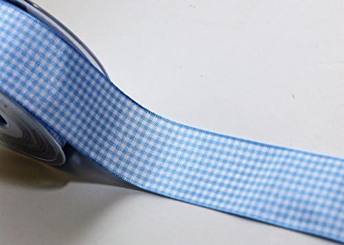 Gingham Check Ribbon - Sky Blue - 40mm x 3 metres