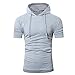 Produktbild Hooded Shirt Herren Btruely Mit Kapuze Kurzarmshirt Slim Fit T-shirt Sports Top Männer Freizeit Hemd (M, Grau)