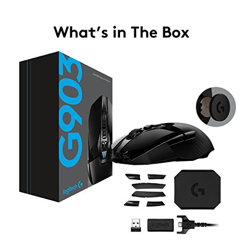 Logitech G903 - Rat  n inal  mbrico para Gaming con Sistema de Carga inal  mbrica POWERPLAY Compatible con Lightspeed - Paquete Alem  n