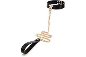 SJTJSPX Choker Collar Leather for Women,O-ring Necklaces Goth with Chain,Punk Rock Collar,Sexy Choker Belts Harness Human Submissive,Adjustable Necklaces for Halloween Cosplay Accessory