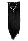 S-noilite® 17-26 Inches(43-66cm) 8pcs Long Full Head Clip in Hair Extensions Extension Sexy Lady Fashion Choice 25 Colors (26 Inches-Straight, Dark Black)
