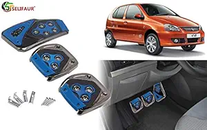 Selifaur - 3 Pcs Blue Non-Slip Manual Car Pedals kit Pad Covers Set for Indica