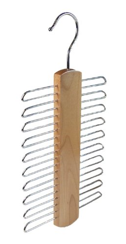 20 Bar Wooden Tie Hanger, Coat Scarfs & Belt Rack Mens Organiser (1 Hangers) by Unknown