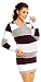 Zeta Ville Women's - Maternity Stripes Knit Jumper Dress Tunic Top V-Neck - 405c (Purple, ONE SIZE UK 8/10/12)