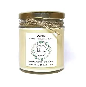 Eliora Glass Jasmine Scented Natural Wax Candle (Ivory)