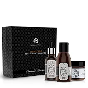 The Man Company Beard Growth Kit | Almond & Thyme | Beard Oil 30ml+ Beard Wash 100ml+ Beard Wax 50gm | Nourishment & Growth | 100% Natural, Paraben & SLS Free