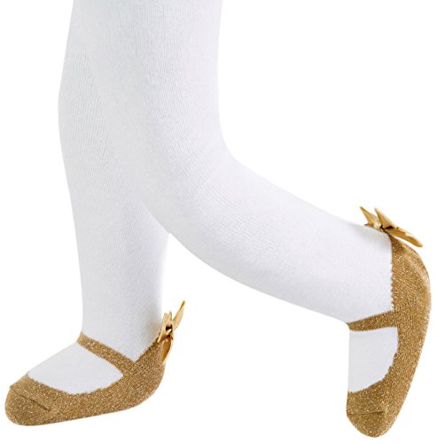 Baby Emporio -Mary Jane Baby Girl Tights-Sparkle Collection - Anti-slip-Gift Pouch- 6-12 Months (Sparkle Almond)