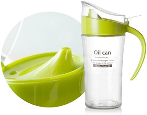 Oil Dispenser Bottle-Oil Pourer Vinegar Cruet, 21 OZ Glass Bottle with Drip-free Bottle Spout and Return Ventilation Design (Green)
