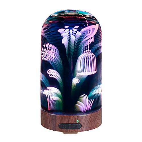 Preisvergleich Produktbild Snowx Aromatherapie Befeuchter 3D-Glas Aromatherapie Essentielle Öl-Diffusor Ultraschall Kühlen Nebel Luftreiniger LED-Nachtlicht 7 Farbverlauf