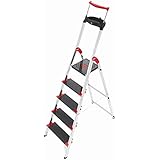 Hailo 8895-001 - Escalera plegable de aluminio (5 escalones, hasta 225 kg)